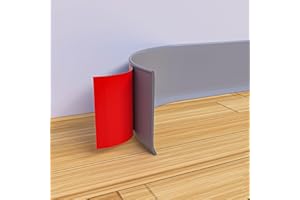 JUNSEN Flexible Baseboard Trim - Vinyl Cove Base Peel and Stick Baseboards Molding Trim Self Adhesive Wall Base Floor Baseboard Corner Rubber Moulding Trim (4 Inch X 40 Feet, Grey)