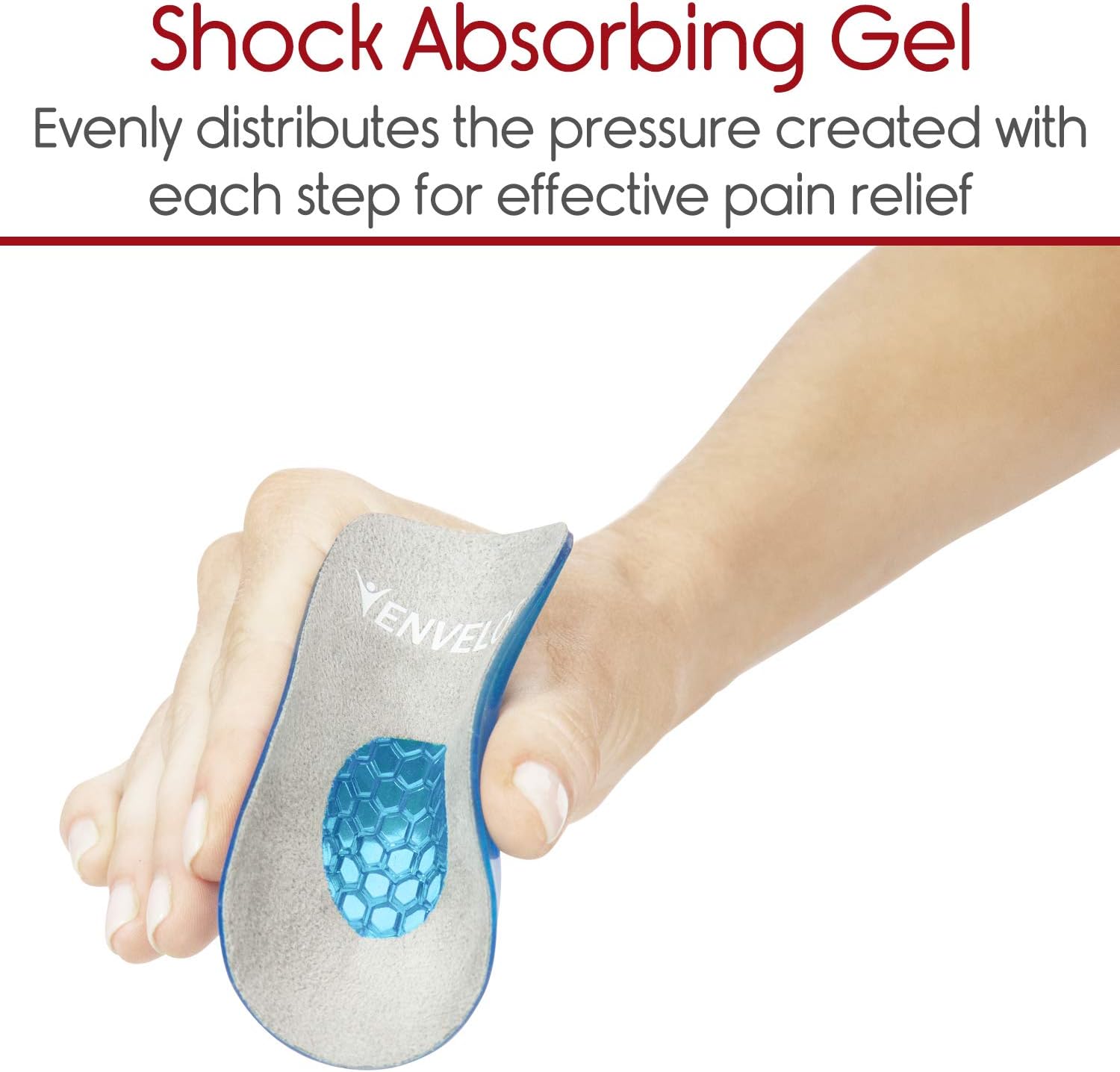 Envelop Gel Heel Cups - Heel Cushion for Women, Men, Bone Spur, Plantar Fasciitis Support - Shoe Inserts Provide Foot Pain Relief for Achilles, Feet Arch, Kids - Shock Absorbing Protector Pad (Large): Health & Personal Care