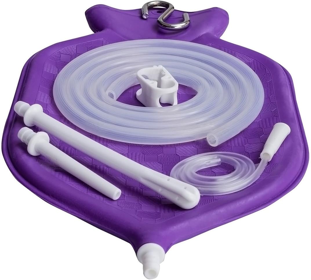 Enema Bag Kit Purple BPA Free 2 Quart Fountain (Open) Top