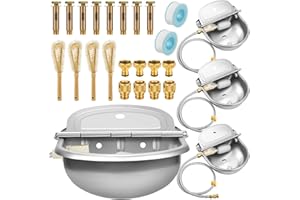 TESSCO FOR YOU Tessco 4 Sets 4L/135oz Automatic Animal Drinking Water Trough Bowl with Float Valve Stainless Steel Waterer Kit for Dog Horse with Pipe Connector Adapter Countersunk Bolt (with Drainage Hole)
