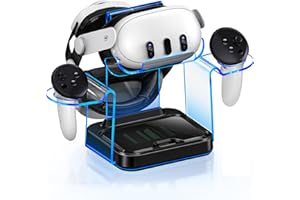 HEYLACOOLX Charging Dock Station for Quest 3 / 3S / 2 with 4 Rechargeable Controller Batteries Charging Station for Meta 3 / 3s VR Headset Stand Accessories USB C Cable (S-Charging Dock)
