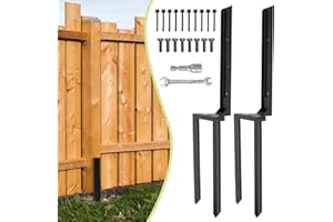 JTZFD 2 Pack Fence Post Repair Kit, Heavy Duty Fence Post Anchor,Post Buddy Fence Repair Tilted/Broken Wood Fence Post