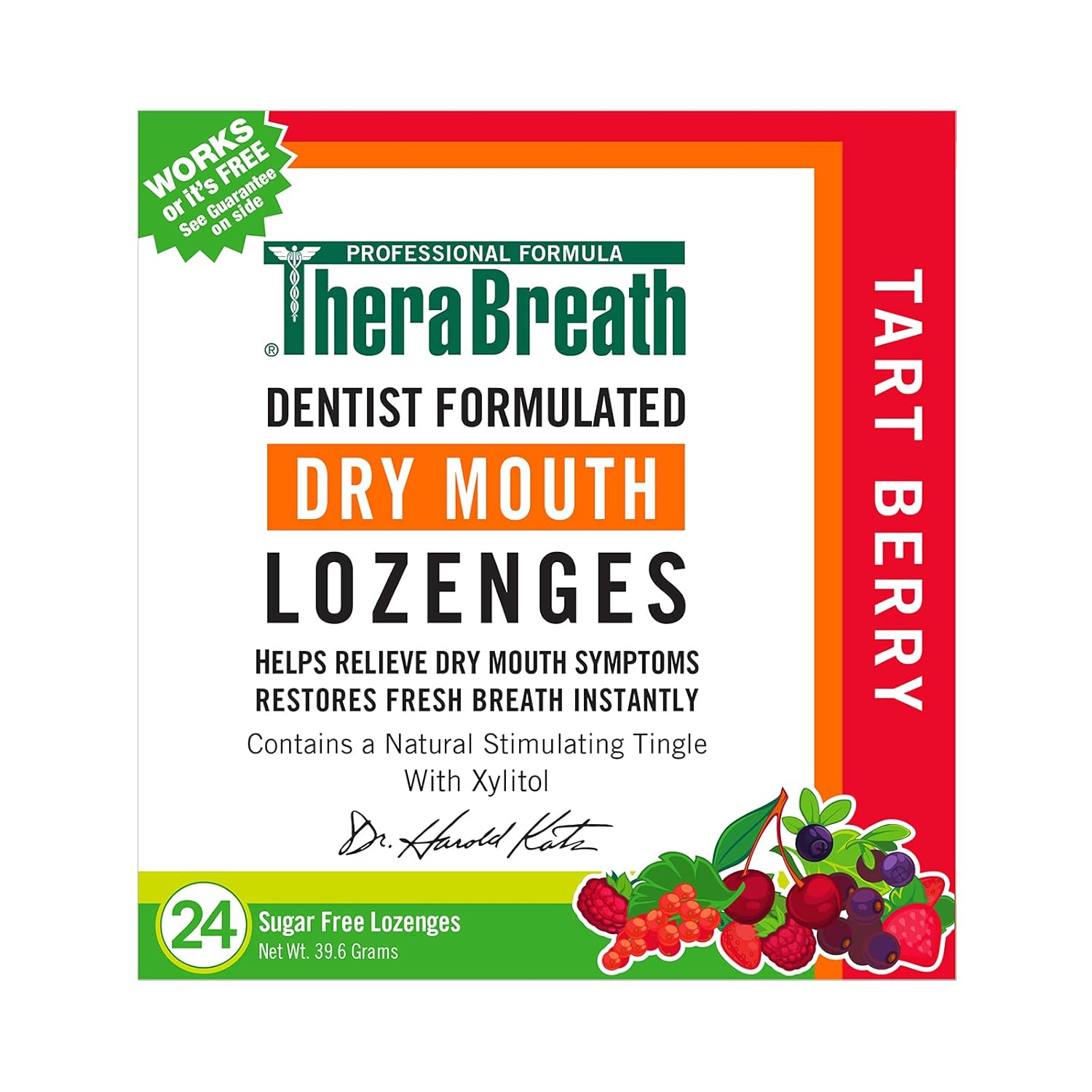 TheraBreath Dry Mouth Lozenges with ZINC, Tart Berry Flavor, 24 Lozenges: Health & Personal Care