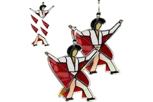 Handmade Stained Glass Spinner, Dancing Pattern for Stained Glass Spinner, The Memphis Melody Dancing King Pattern Hanging De