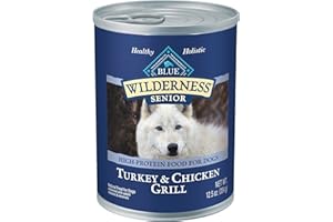 Blue Buffalo Wilderness High Protein Grain Free, Natural Senior Wet Dog Food, Turkey & Chicken Grill 354G Can (Pack of 12)