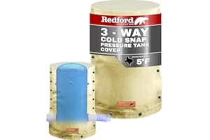Redford Supply Co. Cold Snap (5°F) Round Pressure Tank Cover Insulation, 3-Way Round, 8"Diameter x 12"H, Water Well Tank Covers Insulated, Well Pump Cover Insulated Freeze Proof for Winter (Beige)
