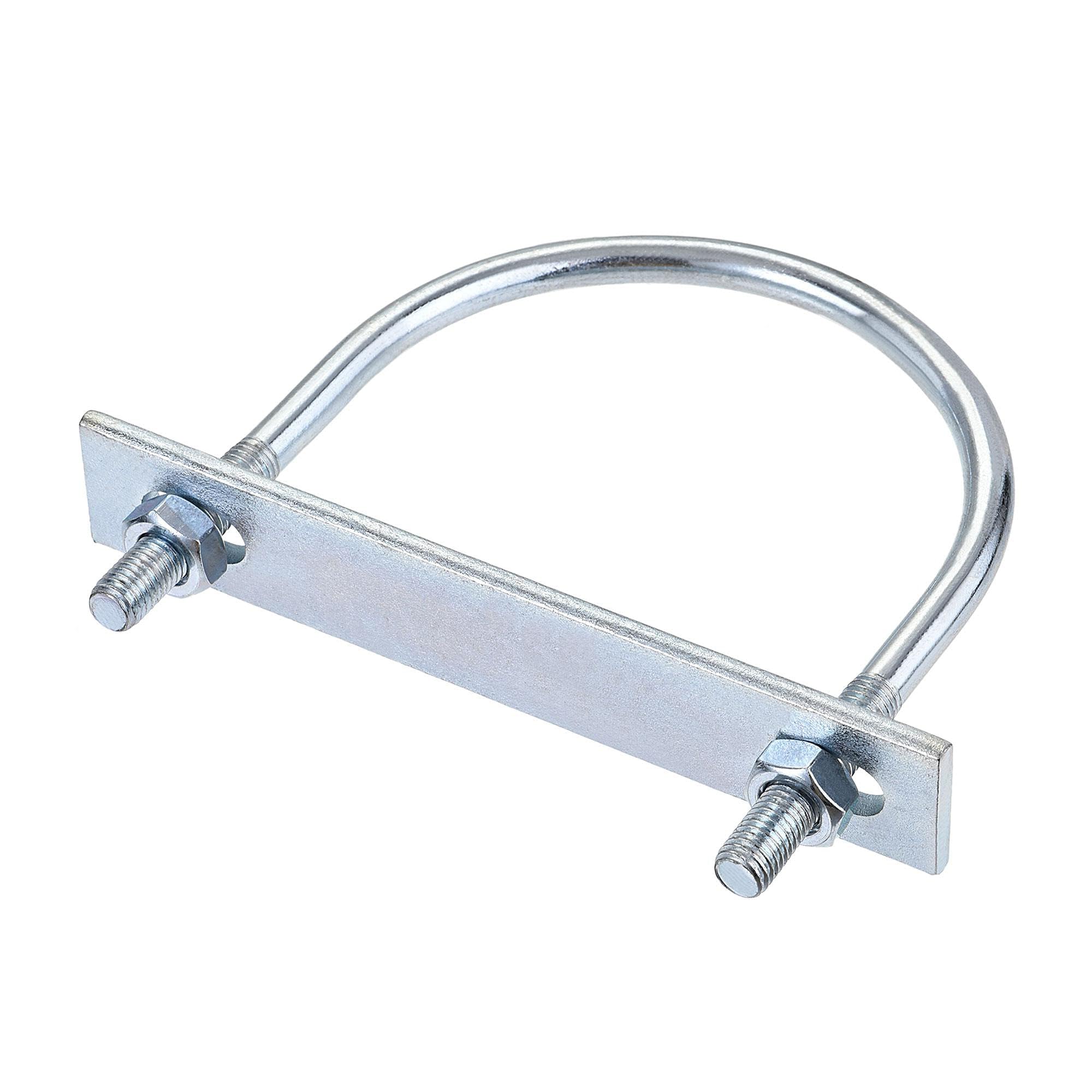 MACHSWON Round U-Bolt,1 Set Zinc Plated Alloy Steel M10 U Bolts 108mm(4.25") Inner Width 140mm Length with Nuts and Frame Plate for Automobiles Boat Trailer