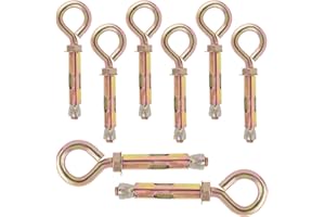 Swpeet 8Pcs M10 Thread Wall Concrete Brick Expansion Screws Closed Anchor Hook, Expansion Eyebolt Screws Bolts, Heavy-Duty Ex