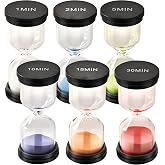 TeacherFav Sand Timer for Kids 6 Pack Colorful Hourglass 1min 2mins 5mins 10mins 15mins 30mins Sand Clock Timer for Classroom