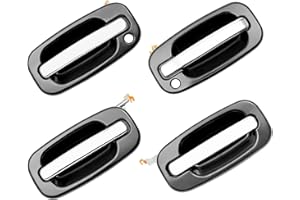 GLEDEWEN Exterior Door Handles Set, Compatible with 1999-2007 Chevy Silverado Suburban Tahoe Avalanche, GMC Sierra Yukon, Cadillac Escalade, Chrome Lever, Front & Rear & Left & Right Side | 15034985, 15034986