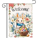 Welcome Easter Garden Flag Seasonal Garden Flags Easter egg bunny garden flag Flower rabbit easter garden flag 12x18 double sided outdoor Welcome Yard Outdoor Flag