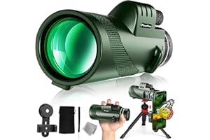 40X60 Monocular Telescope High Power Monocular for Adults with Phone Adapter & Tripod & Hand Strap Low Night Vision Monocular