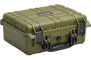 MEIJIA Portable All Weather Waterproof Camera Case with Customizable Fit Foam,Fit Use of Drones,Camera,Equipments,Pistols, 15.98x12.99x6.85inches(Green)