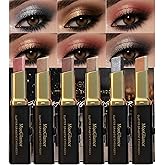 MooGlamor 6Pcs Two-Color Waterproof Eyeshadow Stick Shimmery Eye Shadow Set | Glitter Gradient Eyeshadow Pen Smooth Texture Retractable Design Portable for Travel Makeup