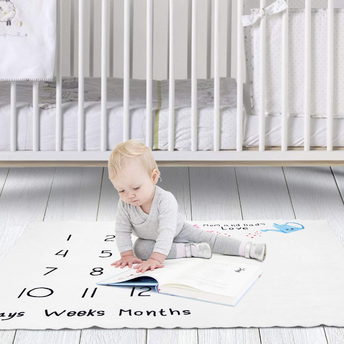 Baby Monthly Milestone Blanket for Boy and Girl Gift, Personalized Photo Background Blankets, Thick Baby Milestone Blanket for Newborn Baby Shower Gifts