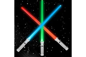 SYNCFUN 3 Pack 7 Colors Light Up Swords for Kids, Dual Extendable LED Swords Set with FX Sound (Motion Sensitive) and Sliver Handle for Fighters and Warriors, Halloween Birthday Party Gift for Boys