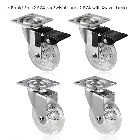 Modera 4 Stück Transportrollen Lenkrollen Schwenkrollen Möbelrollen 2 mit und 2 ohne Bremse Tragfähigkeit 100kg aus Stahl und