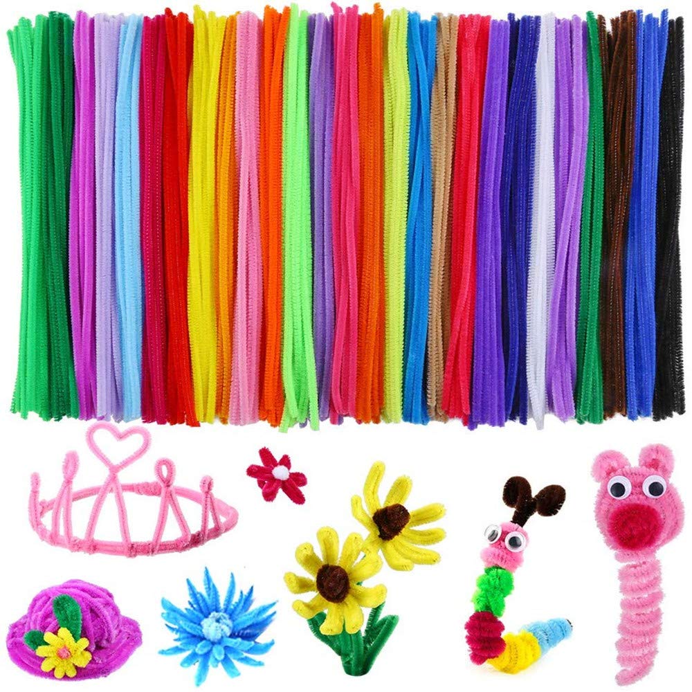 Tukcherry Craft Pompons Multicolores Rondes Fils Chenille Enfant Artisanat Fabrication Loisirs Fournitures DIY Creative Décoration Couleurs Assorties (Kits de Loisirs créatifs)