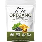 Ovela Oil of Oregano with Black Seed Oil, Oil of Oregano Softgels, 6000mg Pure & Natural Supplement, Immune Support | Improving Gut Health | Boosts Energy, Non-GMO, Gluten Free (1)