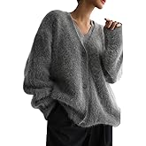 Arssm Womens Fuzzy Cardigan Sweater V Neck Cardigans Button Down Fluffy Knit Top Fashion 2026 Knitwear