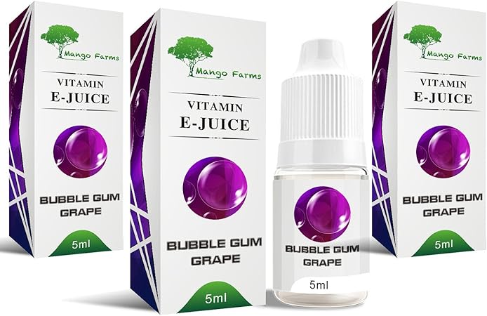 Amazon 電子タバコ Bubble Gum Grape バブルガム グレープ ぶどう味のチューインガム 安心の高品質 ビタミンリキッド ニコチン タール無し 健康志向 禁煙 節約にオススメ お得な5mlを3本セット タバコ150本相当 0 1m使用時 使い切りサイズ Mango Farms