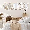 VASUHOME Moon Phase Mirror Set - 100% Glass, Boho Wall Decor - Scandinavian Natural Design for Home, Living Room, Bedroom - Reflects Natural Light, Enhances Mood - Gold