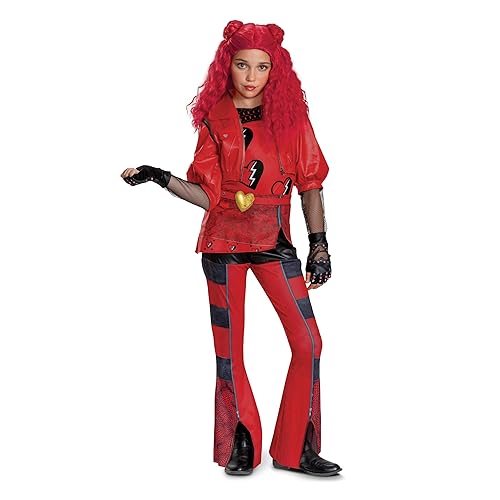 Descendants Red Deluxe Costume, Official Disney Descendants The Rise of Red Costume Jumpsuit, Wig not Included, Child Size (4-6x)