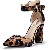 IDIFU Women's IN4 Pedazo High Block Heels Pumps Pointed Closed Toe Ankle Strap Dress Wedding Shoes