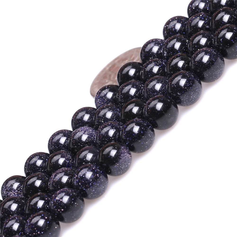 6mm Natural Blue Sandstone Beads Round Semi Precious Gemstone Loose Beads for Jewelry Making (63-66pcs/strand)
