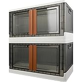 AssHMKIT Storage Bins, Cabinet with Lids, Extra Large Useful Box | 19 Gals (72L) Capacity Each One, 2 Packs, Collapsible, Transparent, Home Organizer