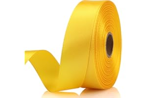 NISDOCF Yellow Ribbon 7/8 Inch 30 Yards Satin Craft Ribbon-Single Face Polyester Ribbon for Handmade Roses,Gift Wrapping,Timeless Flower,Bouquets,Wedding and Party Decoration