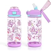 decalsweet Kids Water Bottle 20oz Durable Leak-Proof Plastic Water Cup for Kids Toddlers,With Straw Handle and Pop-Up Spout Cover,Safe for School Sports Daycare Travel & Camp