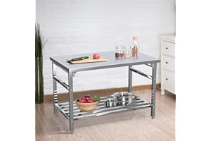 OUTGOODS 48 x 30 Inch Stainless Steel Work Table, NSF Commercial Heavy Duty Folding Kitchen Prep Table, Cooking Work Station with Adjustable Undershelf for Restaurant, Kitchen, Food Service