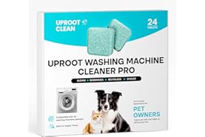 Uproot Clean Washing Machine Cleaner Tablets - 24 Pack for a 12 Month Supply. Formulated for Pet Owners. Compatible with HE, Top & Front Load. Easily Removes Residue, Grime, and Odors. Septic Safe.