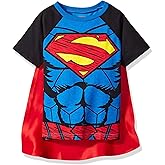 WARNER BROS DC Comics DC Comics Justice League Batman Superman Robin Cosplay T-Shirt and Cape Toddler to Big Kid