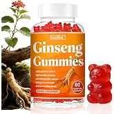 Leafroot Asian Ginseng Gummies, Panax Red Ginseng Root for Men and Women Energy, Memory &amp; Immunity, 1500mg, 60 Pectin Based Mixed Berry Flavored Chews