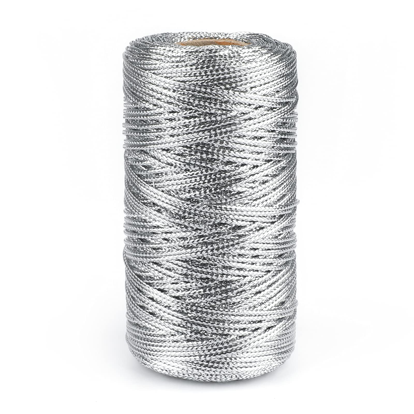 jijAcraft 100M Silver String Twine: 1.5MM Christmas Metallic Craft String for Gift Wrapping, Silver Metallic Thread Twine for DIY Craft & Christmas Decoration