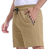 Pepypepy Men’s Shorts 100% Cotton with Zipper Pockets – Lightweight and Soft Casual Wear for Lounge, Sleep, Workout