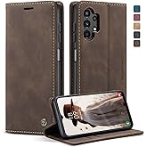 Cracedily for Samsung Galaxy A13 4G/5G Case, Flip Wallet Leather Case with Card Holder Magnetic Closure Shockproof Kickstand Protective Phone Cases Cover for Samsung Galaxy A04s,Coffee