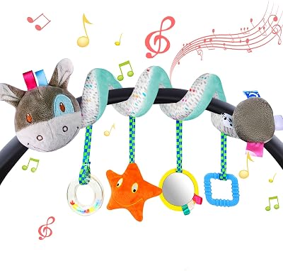 Vicloon Donkey Spiral Pram Toy 0-6 Months Plush Rattle Baby Activity