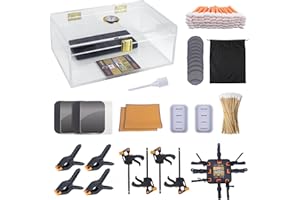 230pcs Card Humidor Repair Kit,Card Flattening Kit,Includes 1 Acrylic Humidor Box,2 Pads,4 Plastic Spring Clips,4 Vises,2 Clo