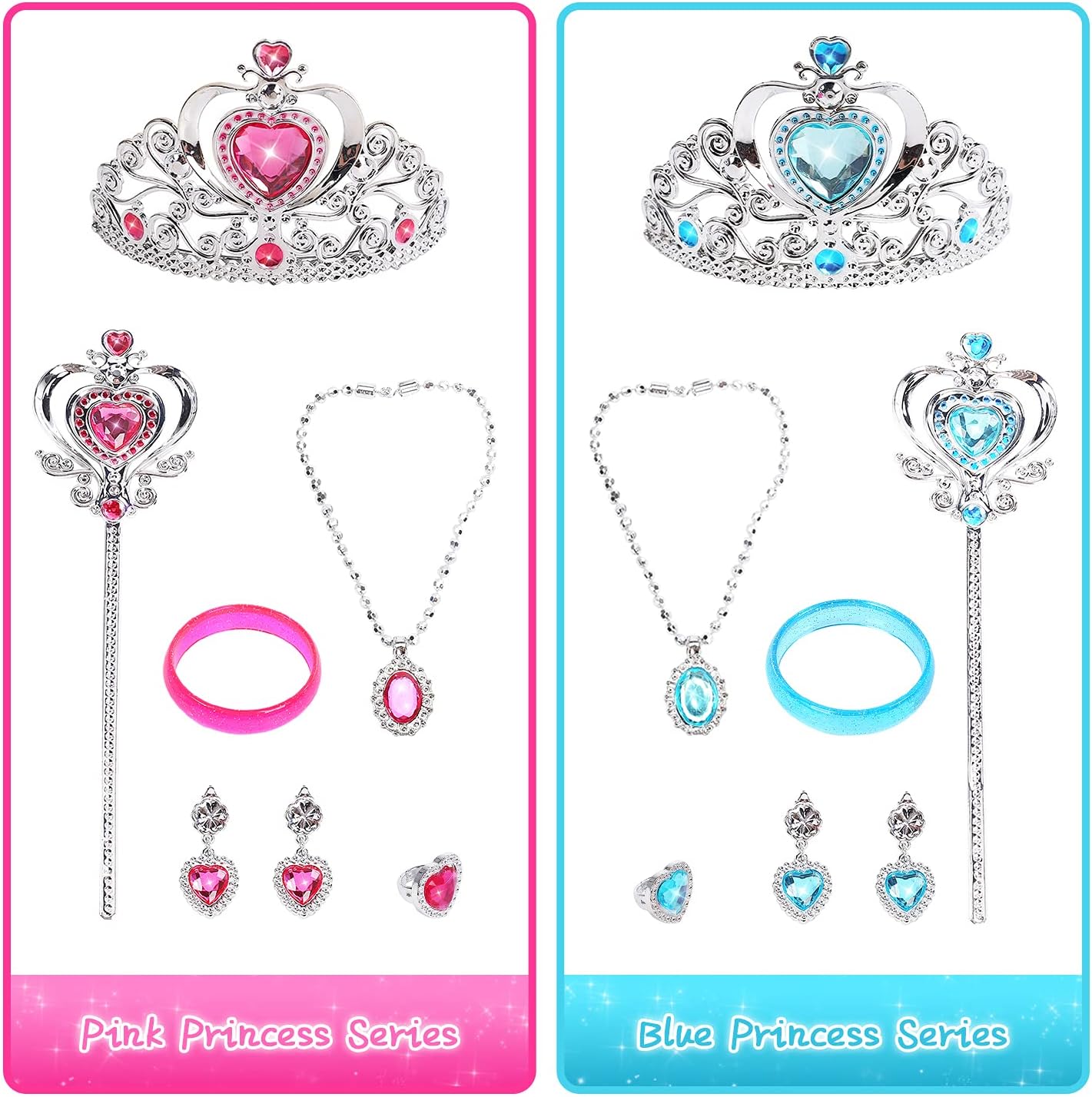 CUTE STONE Princess Dress Up Shoes and Jewelry Toys, Princess Accessories of Crowns, Necklaces, Bracelets, Rings, Beauty Gifts for 3,4,5,6 Years Old Little Girls: Toys & Games