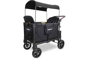WONDERFOLD W4 Luxe Pro Stroller Wagon (4 Seater) - Collapsible Wagon Stroller with Seats Featuring 5-Point Safety Harnesses a