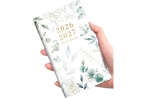 SUNEE Pocket Calendar 2026-2027 - Two Year Monthly Planner Small Calendar 3.5" x 6" Organizer for Daily & Yearly Schedule - Compact Agenda Notebook for School, Work, Women, Greenery