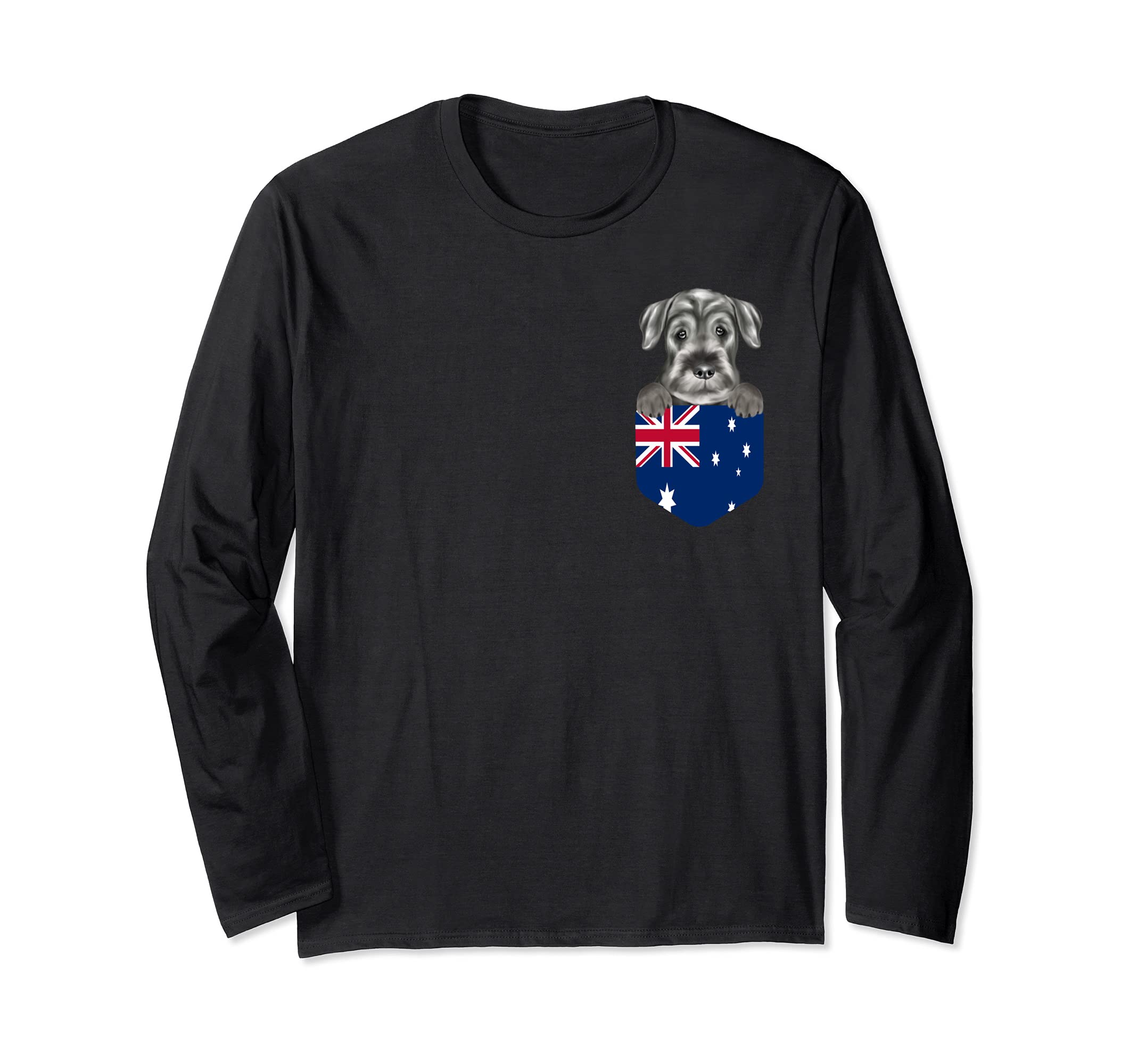 Australia Flag Standard Schnauzer Dog In Pocket Long Sleeve T-Shirt