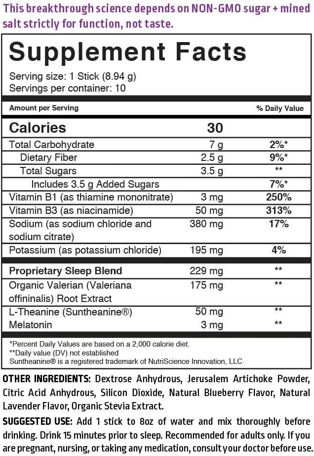 Liquid I.V. Sleep, Clean Sleep Support, Fast Acting, Natural Melatonin, L-theanine, Valerian Root, Sleep Aid (Blueberry Lavender, 10): Health & Personal Care