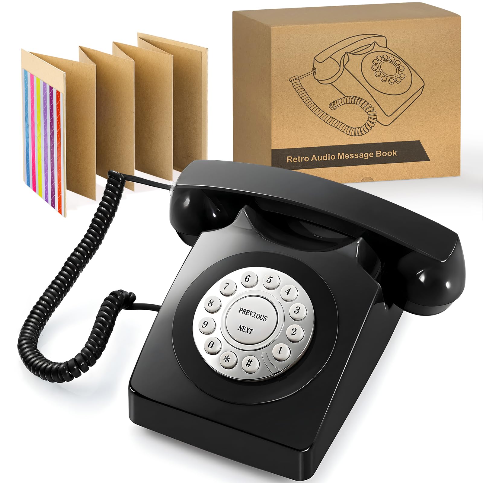 Photo 1 of NISAIKLUZ Retro Audio Guest Book Phone for Wedding & Events - Record & Save Guest Messages, Rechargeable, Easy to Use, Perfect for Baby Shower, Birthday Parties