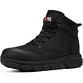 LARNMERN Steel Toe Boot Men Non Slip Work Shoe Rainproof Safety Toe Sneaker Side Zipper Industrail Boot High Top Tactical Shoe