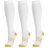 Medical Compression Socks for Women and Men 3 Pairs 20-30 mmHg Knee High Christmas Compression Stockings Circulation Best for Running Athletic Nurses