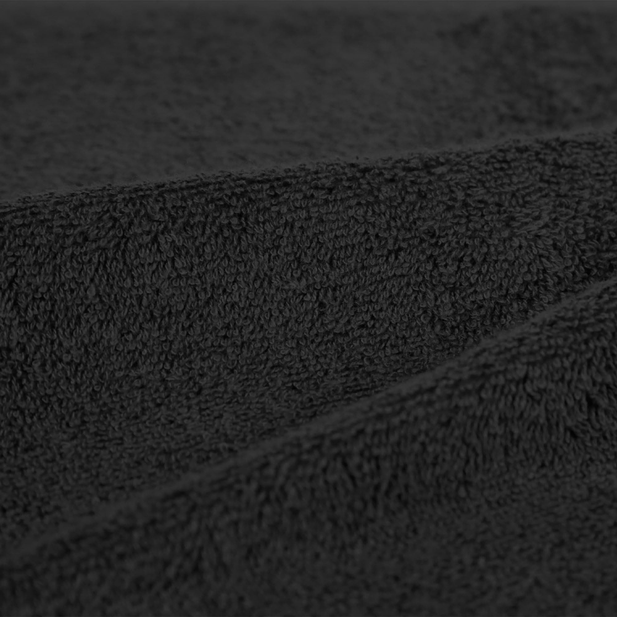 Amazon Basics 6 Piece Fade Resistant Hand Towel, 100% Cotton, Black, 26'' x 16''